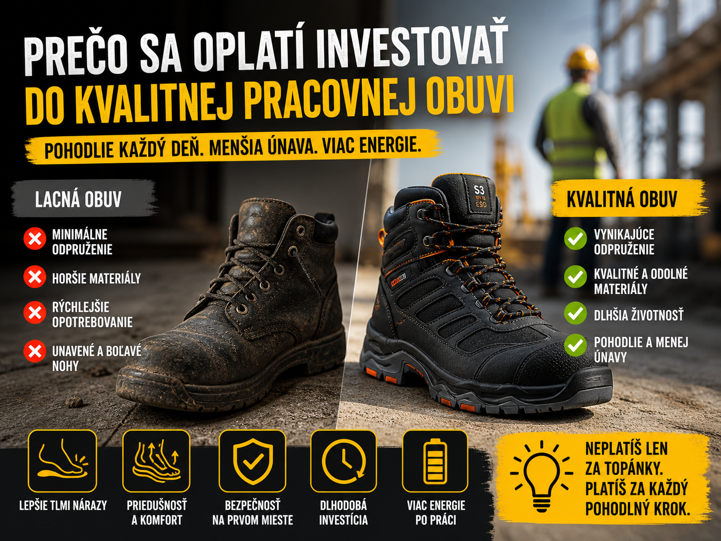 Prečo sa oplatí investovať do kvalitnej pracovnej obuvi